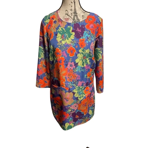 J. Crew Colorful Mod Floral Long Sleeve Dress - Picture 2 of 10